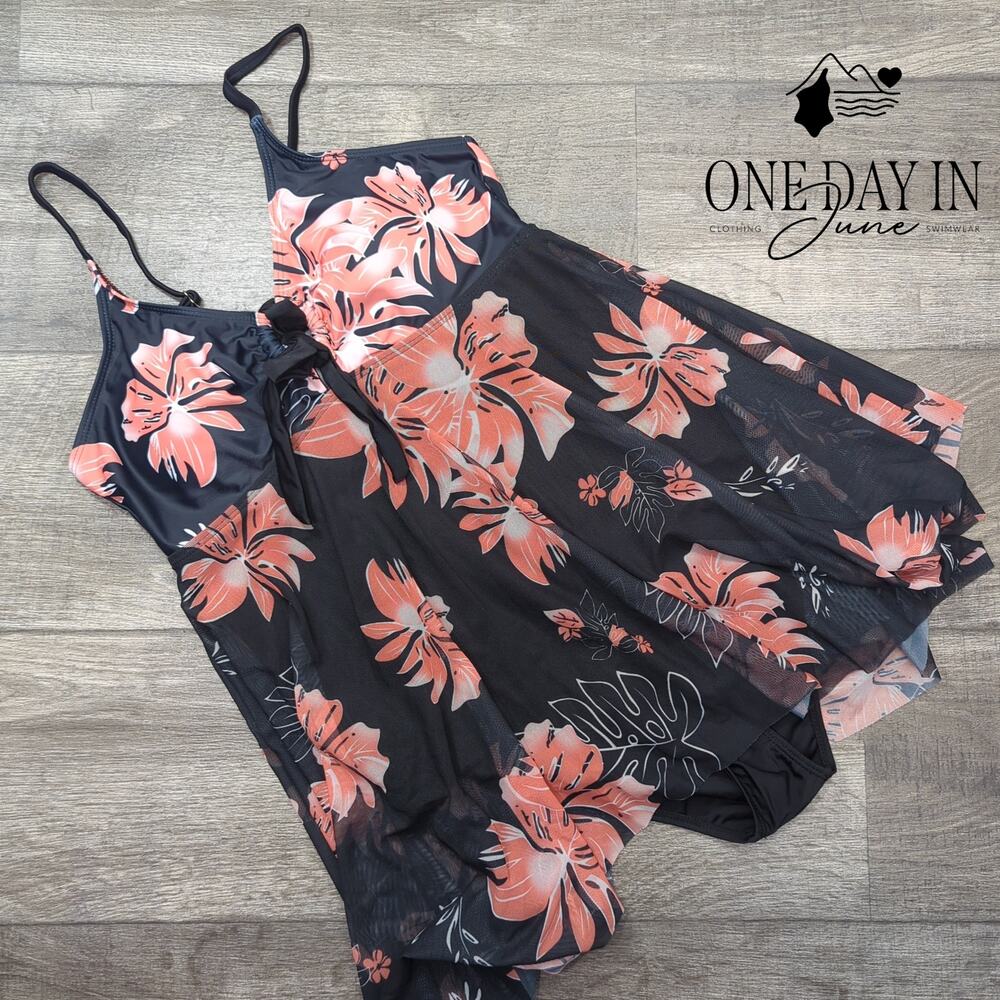 CharmLeaks Mesh Swimdress One Piece Swimsuit Size L